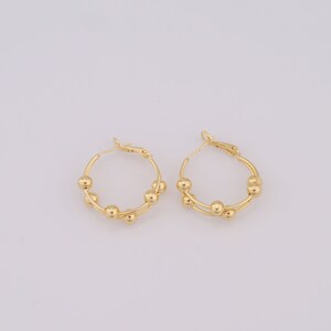 18K goud gevulde ronde oorbellen, balkraaloorbellen, cadeaus voor haar, 27x27x6,5 mm