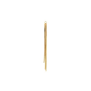 May include: Gold chain tassel with a loop at the top. The tassel is made of multiple strands of chain.