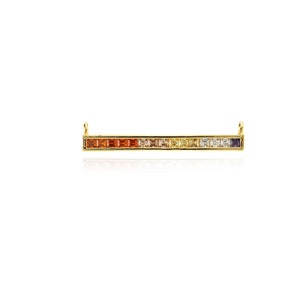 18K Gold Filled Minimalist Rainbow Rectangle Bar Connector Micro Pave DIY Charm Necklace Bracelet Discover Jewelry Crafting 6x34x2mm