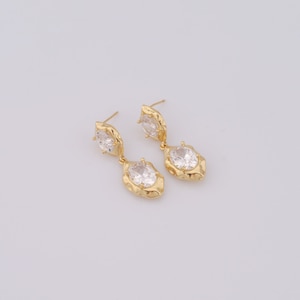 18K Gold Filled Drop Earrings, Micro Pavé CZ Fashion Earrings,Gift For Her，34x12x5.5mm