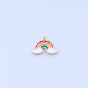 18K Gold Filled Rainbow Pendant,Cloud Charms, Enamel Rainbow Charms，DIY Jewelry Making,15x16.5x2mm