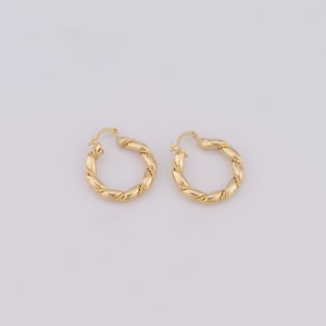 18K goud gevulde ronde oorbellen, gedraaide oorbellen, stijlvolle oorbellen, cadeaus voor haar, 35x31x5mm