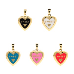 Neon Heart Charm Enamel Heart Charm Necklace Earring Charm Assembly 18K Gold Filled DIY Jewelry Making Supplies 29x19x4.5mm