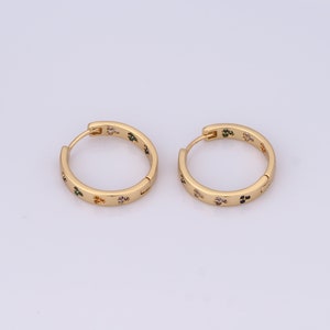 18K Gold Filled Round Earrings，Micropavé CZ Hoop Earrings, Gift For Her，19.5x19.7x3mm