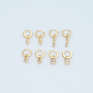 18K Gold Filled Round Earrings, CZ Square Earrings, Drop Earrings, Hypoallergenic Earrings