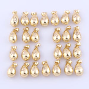 18K ゴールドフィルド ティアドロップペンダント、マイクロパヴェ CZ アルファベットチャーム、DIY ジュエリーメイキング、26x10.8x10.6 mm