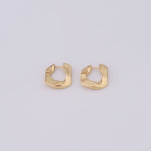 18K goud gevulde U-vormige oorbellen, mode oorbellen, cadeau voor haar, 19,5x16,5x3,5mm