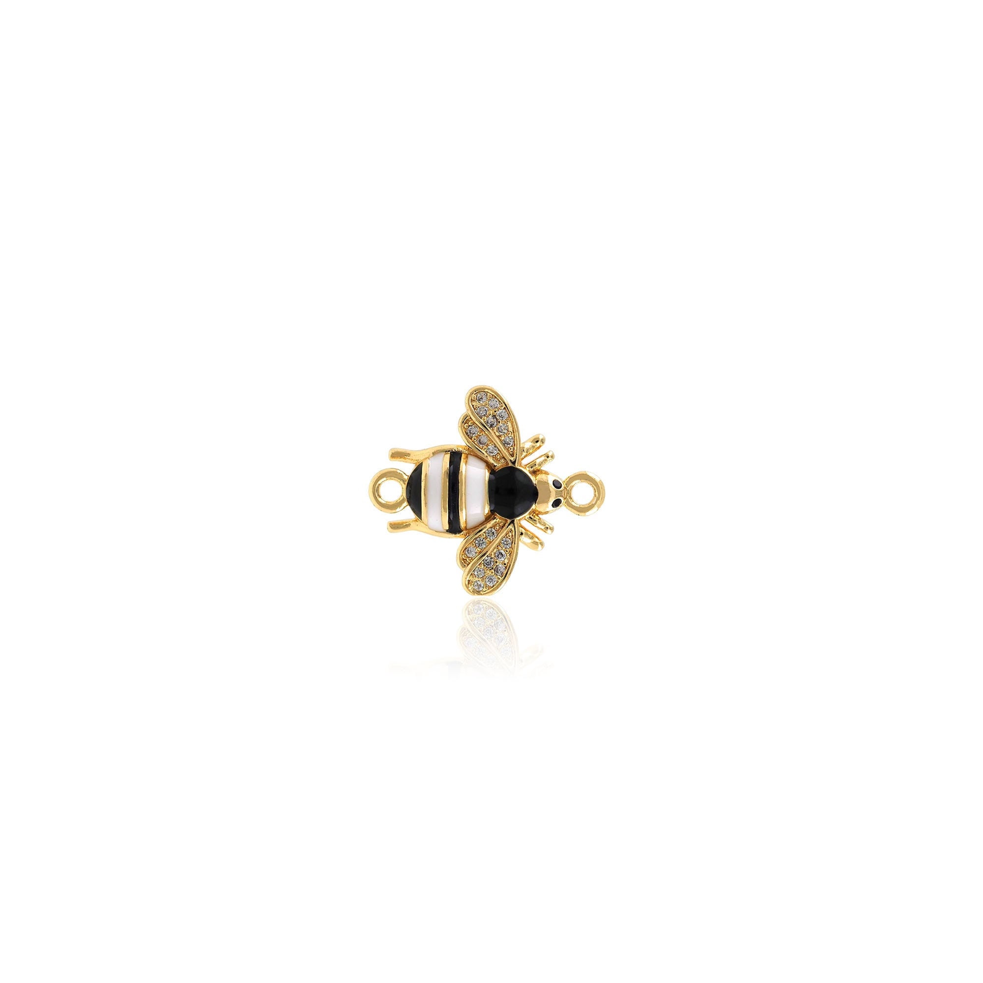 Bee Connector, 18K Gold Filled Insect Connector, Micropavé CZ Flying Connector, Gold Bee Jewelry,DIY Jewelry Making Supplies,19.5x17.5x4.5mm