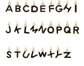 18K Gold Filled Enamel Personalized Initial Charm Pendant， Letter Charm ，Minimalist Alphabet Charm，Suitable for DIY Jewelry Making
