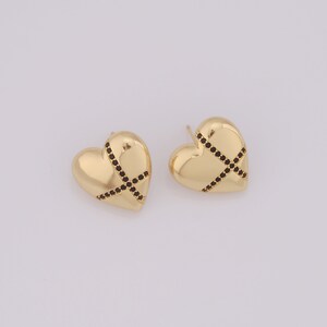 18K Gold Filled Heart Oorbellen, Micro Pavé CZ Fashion Oorbellen, Cadeau voor haar, 20x20x5mm