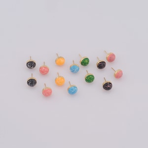 18K Gold Filled Round Stud Earrings, Single Stone Earrings, Fashion Earrings, Gift for Her，11x11x18mm
