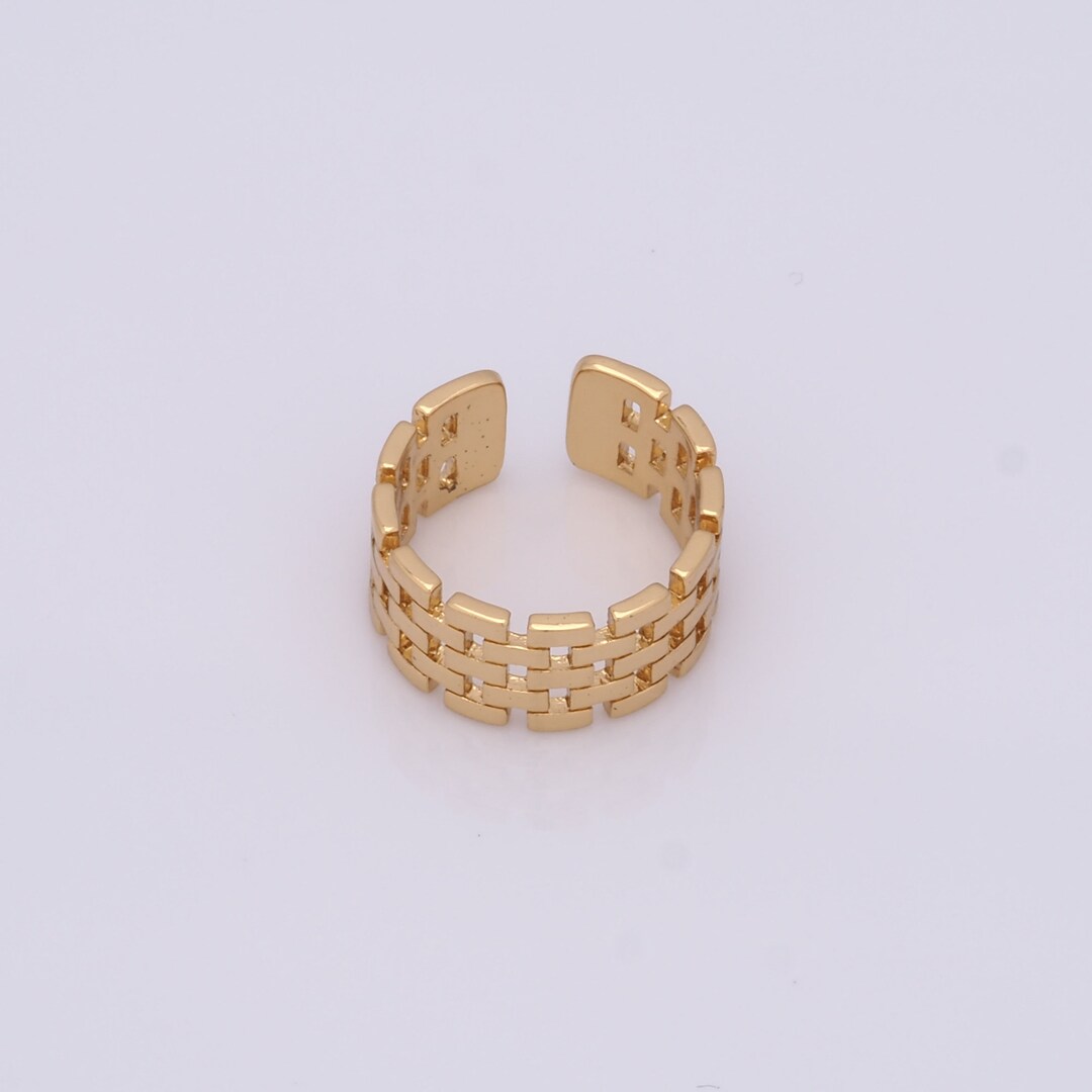 Golden Rings With Chain 18K Gold Filled Chain Ring, Gold Open End Ring, Wide Ring, Fashion Ring ...