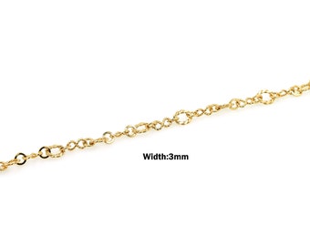Twist Cable Chains, Figure 8 and Round Chains, 18K Gold Plated Brass Semi-Finished Chains, Welded Chains, DIY Jewelry Making Supplies, 7mm