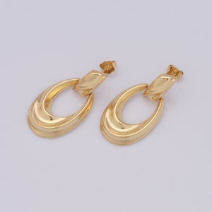 18K goud gevulde U-vormige oorbellen, damesoorbellen, mode-oorbellen, 39,5x20,5x3,5mm