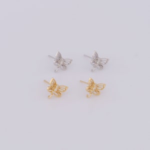 18K Gold gefüllte Schmetterling Ohrringe, Zirkonia Mode Ohrring Haken, hypoallergene Ohrringe, Geschenk für sie, 10,5x11,5x2,5mm