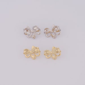 18K Gold Filled Bow Oorbellen, Fashion Oorbellen, Hypoallergene oorbellen, Cadeau voor haar, 17x21.5x3.5mm