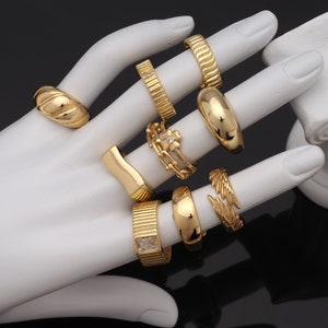 18K Gold Filled Dome Ring, Twist Ring, Flower Ring, Wing Ring, Split Ring, Zirconia Ring, Chain Ring, Fashion Ring, Gift For Her