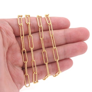 18K Gold Filled Büroklammer Kette, Halbfertige Kette, Armband Kette, DIY Schmuckherstellung,15,2x4,8x1mm