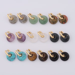 18K Gold Filled Round Earrings, Turquoise Earrings, Drop Earrings, Gifts for Her，Stone 18x5mm Square 16x12x3mm