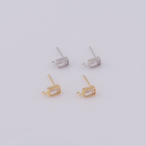 18K Gold Filled Square Stud Earrings, Zirconia Fashion Earrings Hooks, Hypoallergenic Earrings, Gift for Her ,9x4x3mm