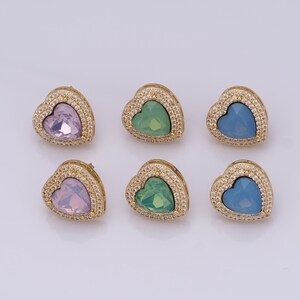 18K goud gevulde hartoorbellen, micro Pavé CZ mode-oorbellen, damesoorbellen, 16,5x16x6,5mm
