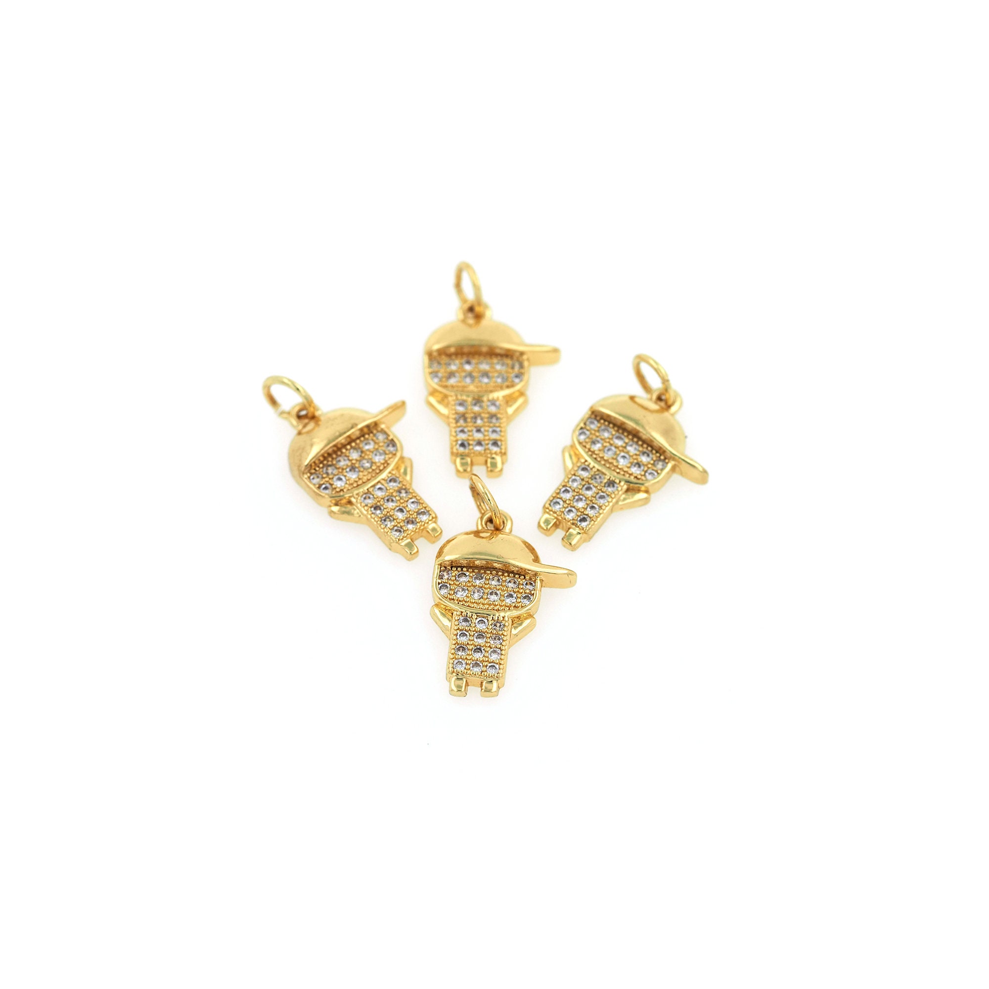 Micropavé CZ Little Boy Necklace Pendant 18K Gold Filled Kids Etsy