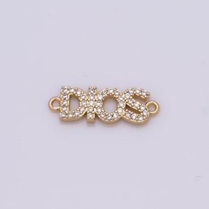 Conector de letra relleno de oro de 18 quilates, conector de pulsera de collar, fabricación de joyas de bricolaje, 20x6,5x2 mm
