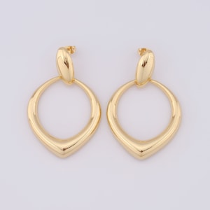 18K Gold Filled Drop Oorbellen, stijlvolle oorbellen, cadeaus voor haar, 58x37x5,5 mm