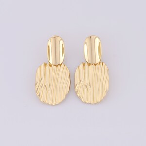 18K goud gevulde ovale oorbellen, oorbellen, mode oorbellen, cadeaus voor haar, 52x25x1,5 mm
