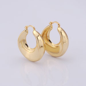 18K Gold Filled Big U Earrings, Fashion Earrings, Women's Earrings，40x34.5x9.5mm