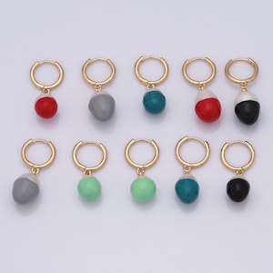 18K Gold Filled Pearl Oorbellen, Emaille Drop Oorbellen, Fashion Oorbellen, "Ring 14x15x1.7mm, Ei 10x10x15.5mm"