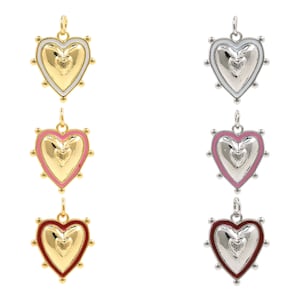Enamel Heart Charm Lovely Heart Charm Jewelry Supplies DIY Jewelry Making Brass Plated 18K Gold Romantic Love Jewelry 20x15x3.5mm