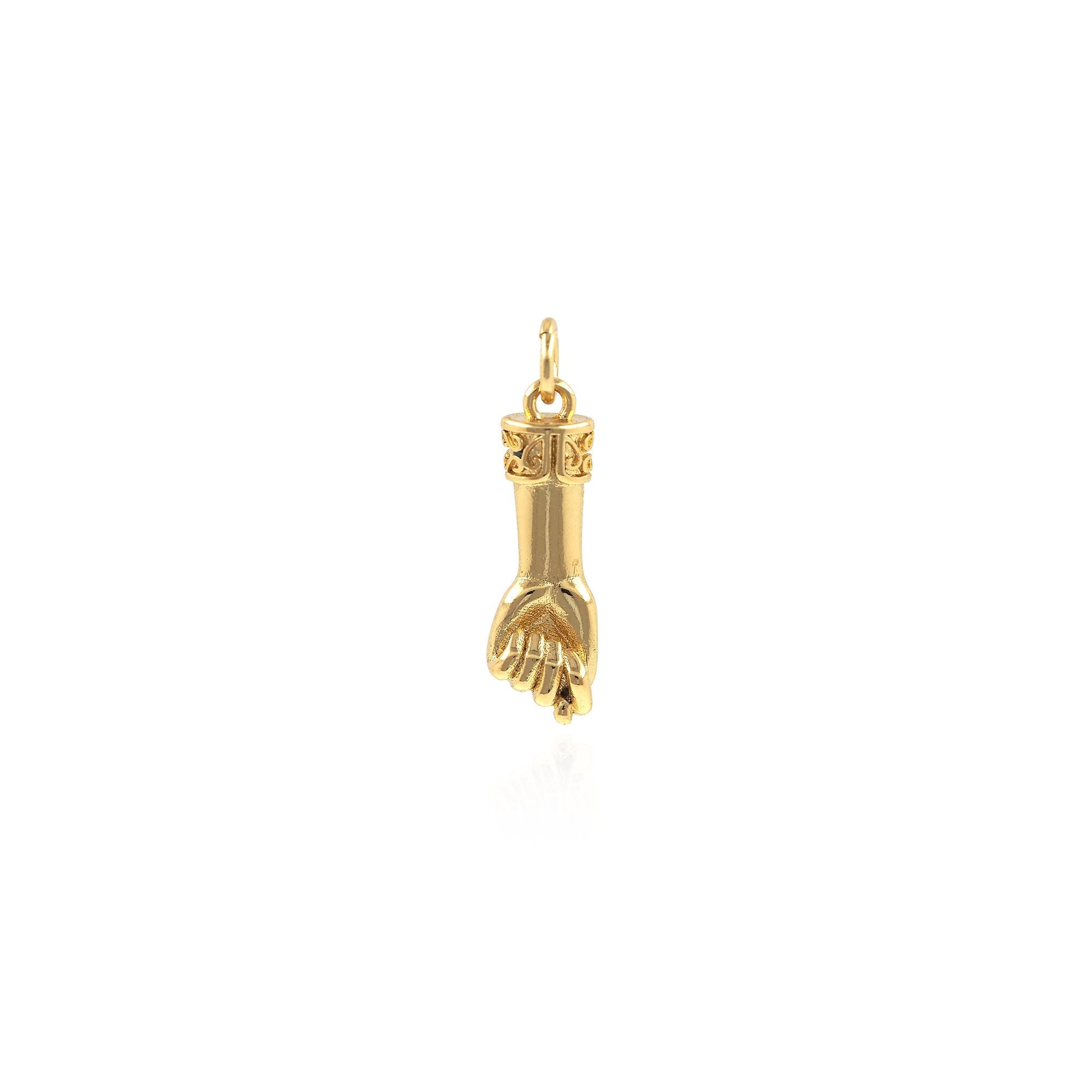 18K Gold Filled Hand Pendant Necklace Bracelet Pendant DIY Jewelry Supply Hand Pendant Fist Pendant Fist Pendant 23x6x4mm