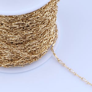 Cadena Figaro chapada en oro de 18 quilates, cadena Figaro, fabricación de joyas DIY, 7,6 x 1,8 mm