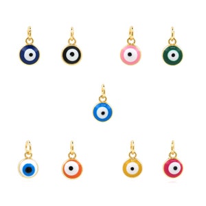 18K Gold Filled Evil Eye Pendant Enamel Evil Eye Pendant Enamel Necklace Charm Protection Pendant DIY Jewelry Making Supplies 12x7x4.5mm