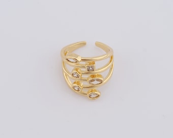 18K Gold Filled Wide Ring, Micro Pavé CZ Heart Ring, Oval Ring, Fashion Ring, Gift For Her