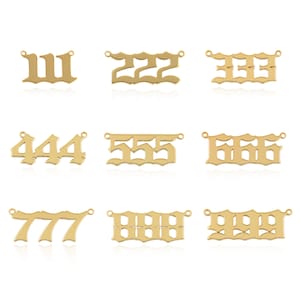 18K Gold Plated Brass Number Pendant, Lucky Number Necklace, Sports Number Charm, DIY Jewelry Making Supplies, Number Charm, 11.5x28x1.5mm