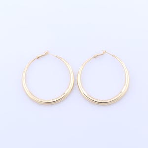 18 kt gold filled ronde oorbellen, grote oorringen, hypoallergene oorbellen, cadeaus voor haar, 53,5 x 50,5 x 5 mm