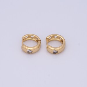 18K goud gevulde ronde oorbellen, Zirconia hart oorbellen, mode oorbellen, dames oorbellen, cadeaus voor haar, 13,5x15x5mm