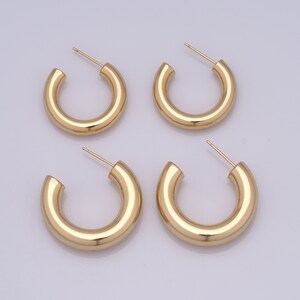 18 kt gold filled open oorbellen, modieuze oorbellen, damesoorbellen (25,5 x 5 mm (30,5 x 7,5 mm))