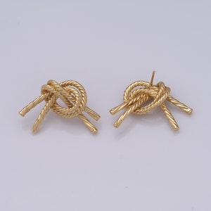 18K Gold Filled Rope Knot Stud Earrings, Fashion Earrings, Dainty Earrings, Women's Earrings，29x20x6mm