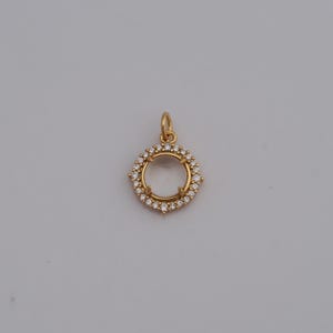 18K Gold Filled Round Pendant, Micropavé CZ Minimalist Charms, DIY Jewelry Making，18x13.5x4mm