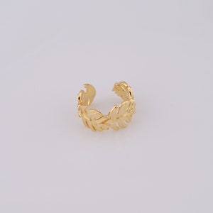 18K Gold Filled Open End Ring, Gold Leaf Ring, Fashion Ring, Gift for Her