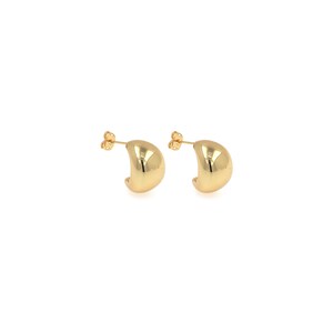 18K goud gevulde halve maan oorbellen, dikke oorbellen, minimalistische oorbellen, damesoorbellen, cadeau voor haar, 18x16x13,5 mm