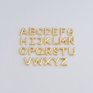Contas espaçadoras de letras preenchidas com ouro 18K, contas espaçadoras de colar inicial, suprimentos para fazer joias faça você mesmo, 22,2 x 14 x 5 mm