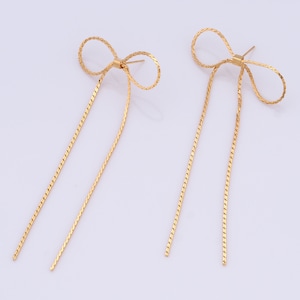 18K Gold Filled Tassel Earrings, Bow Earrings, Fashion Earrings, Women's Earrings, Gifts For Her，86.5x35.5x2.5mm
