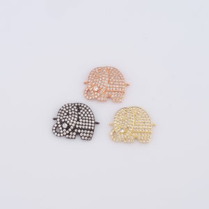 18K Gold gefüllter Elefant-Verbinder, Micro Pavé CZ Tier-Verbinder, DIY Schmuckherstellung ， 21.5x17x3.5mm