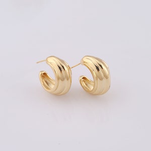 18K Gold Filled Open Hoop Earrings, Curved Moon Earrings, Fashion Earrings, Gifts for Her,29.5x32x14.5mm