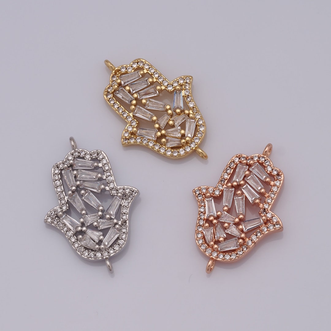 Vintageparts Connettori Hamsa Mano In Argento Anticato - 4 Pezzi Per Gioielli Fai Da Te