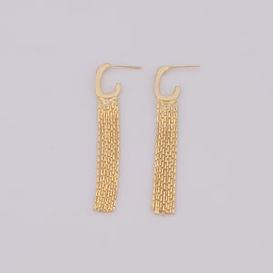 18K Gold Filled Tassel Earrings, Gold Chain Earrings, Stylish Earrings, Gifts for Her，60x17x2mm